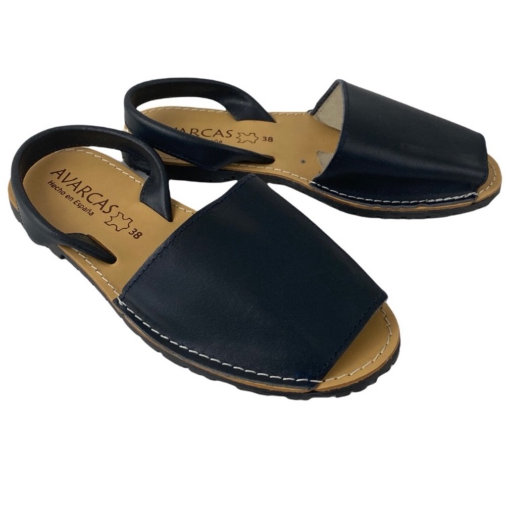 Avarcas sandals sling back made in Spain navy blue size 38